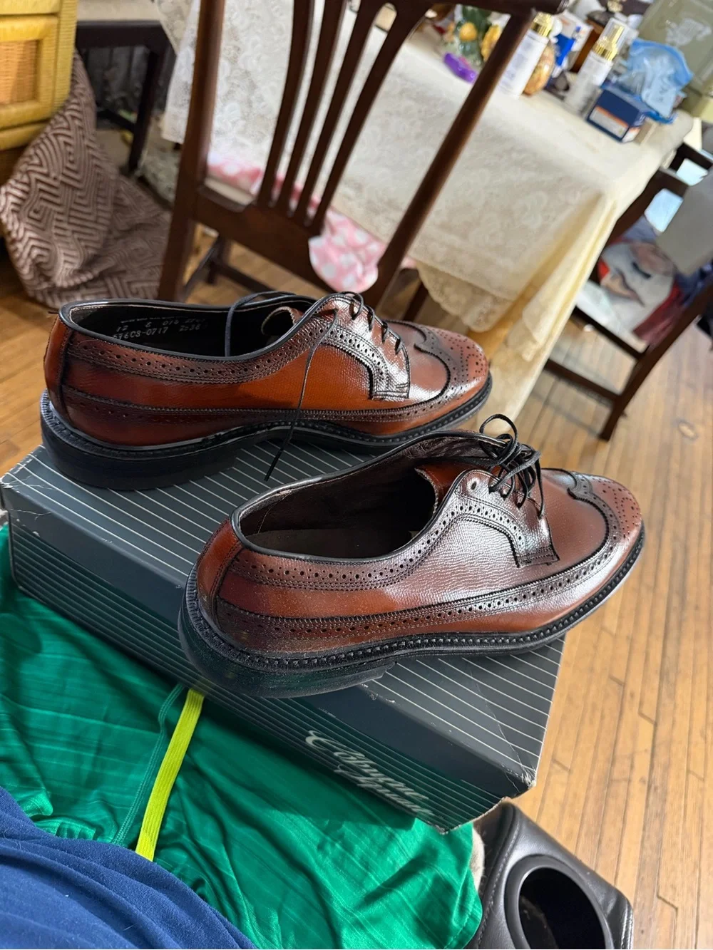 Vintage Coburne Square Style Men's Brown Leather Wingtip Shoes Size 12